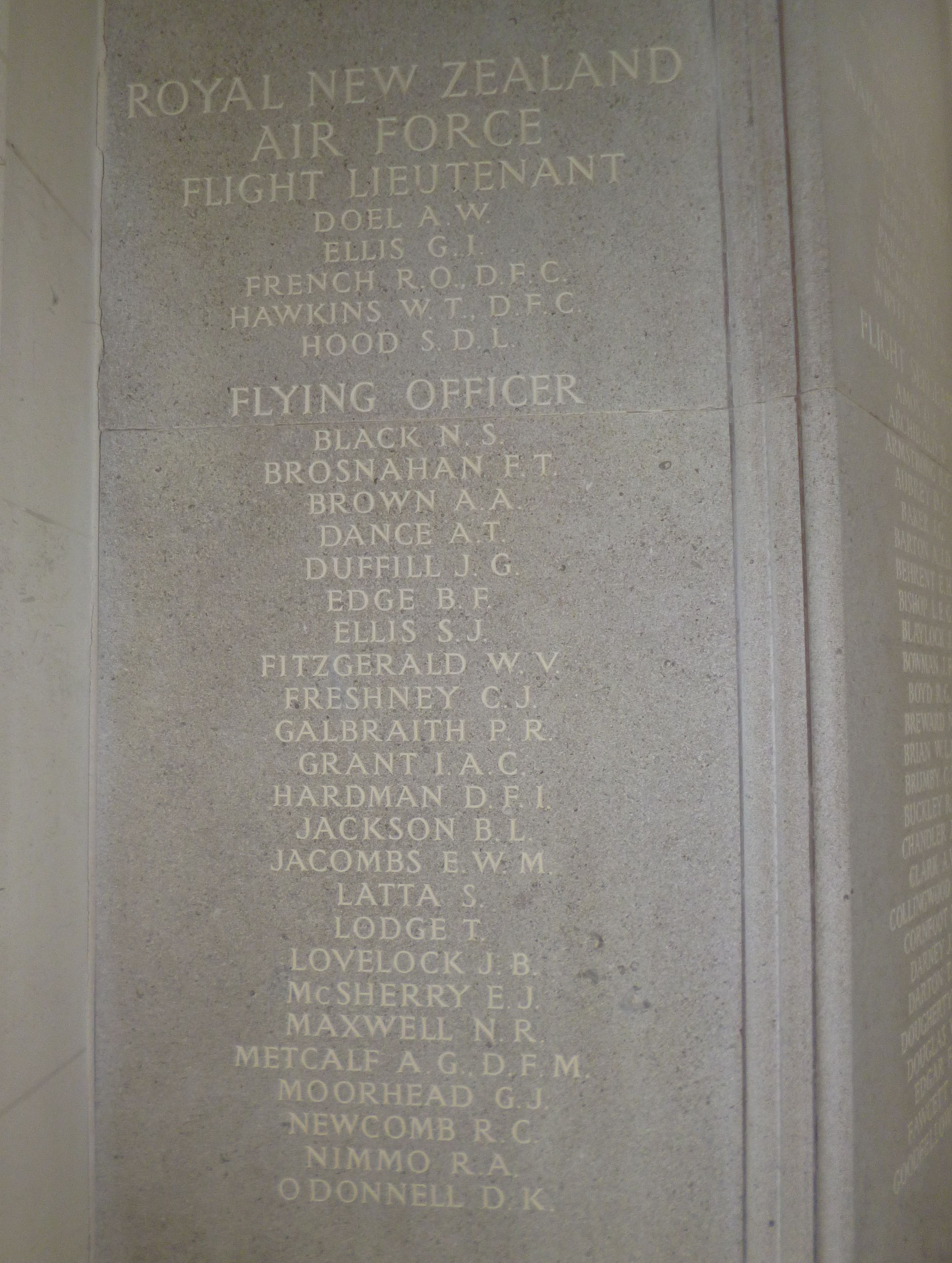 Runnymede Memorial panel 197 where James Duffill's name is recorded (Ancestry.com).