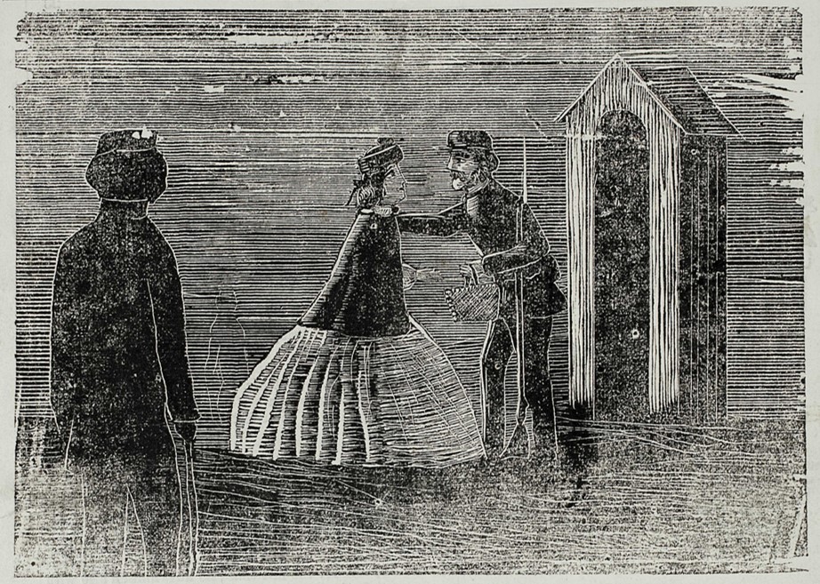 'Sentry duty' from Taranaki Punch (1860-1861). Henry Rawson. Collection of Puke Ariki (ARC2002-538).
