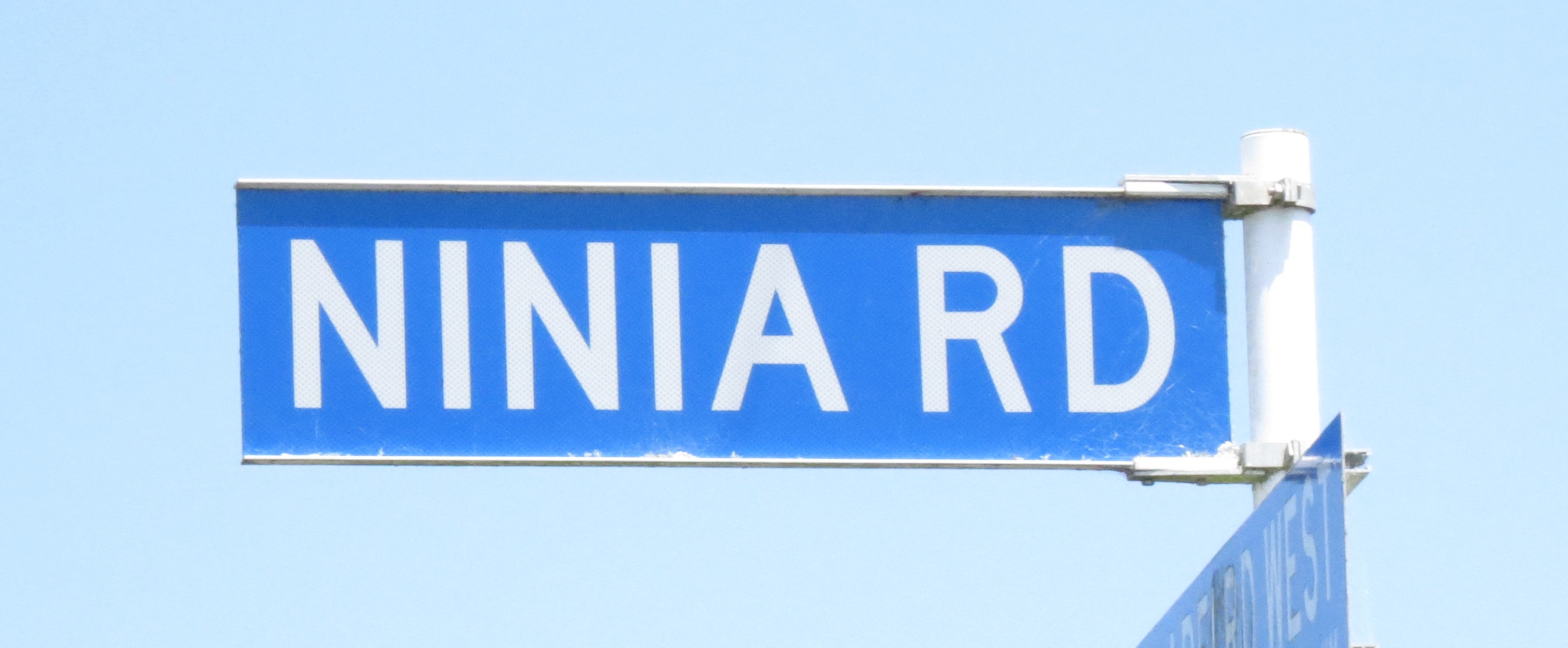 Ninia Road street sign (2020). Rachel Sonius. Word on the Street image collection.
